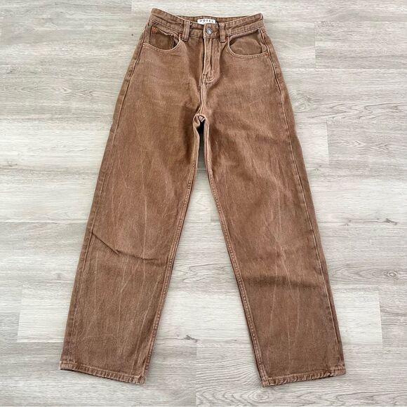 Motel Rocks Denim Parallel Jeans Rich Brown Size XXS - Picture 6 of 12